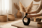 2er Set Boho Keramik Vasen Trockenblumen Deko - CalveraHome