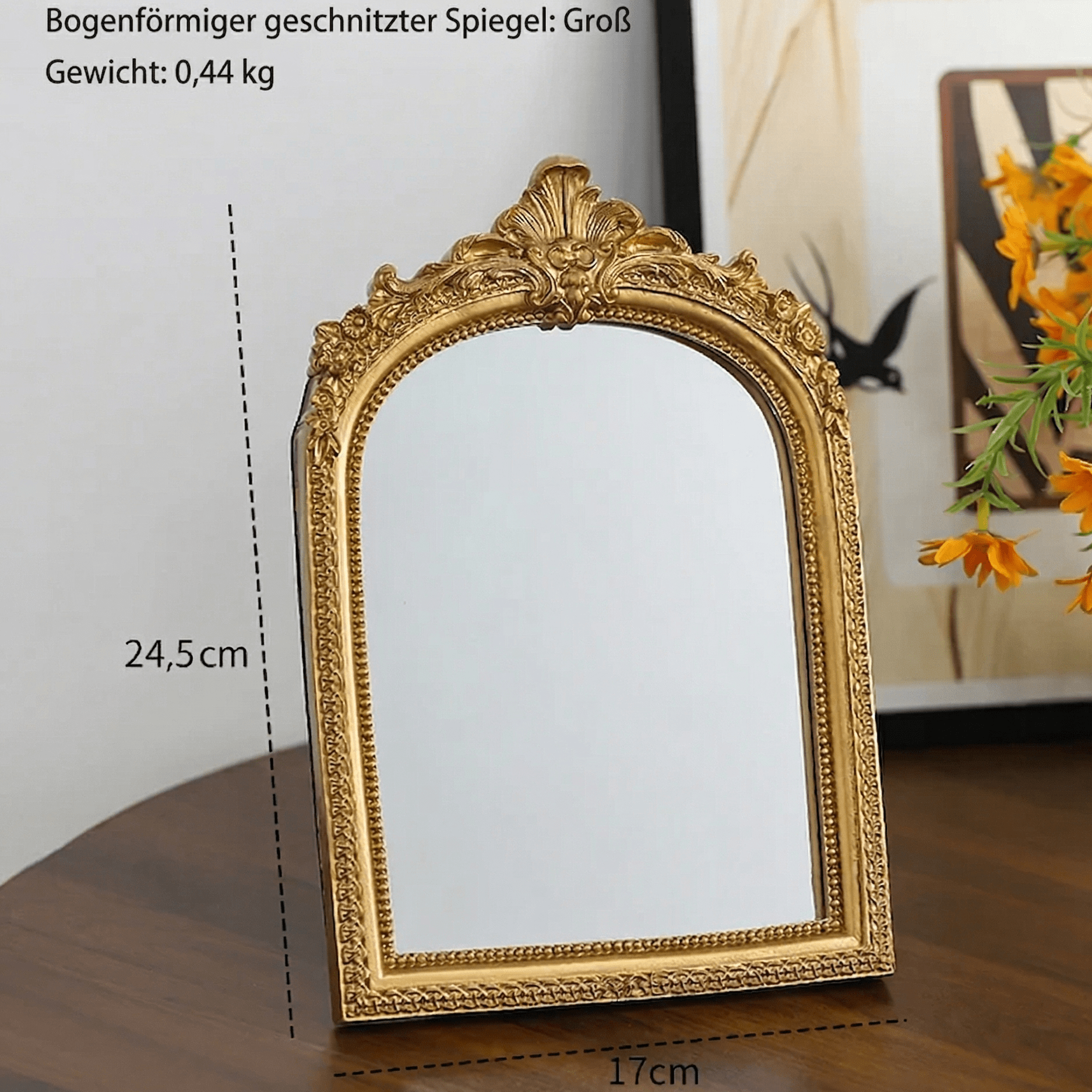 Barock Bogenspiegel Gold – Vintage Tischspiegel | CalveraHome - CalveraHome