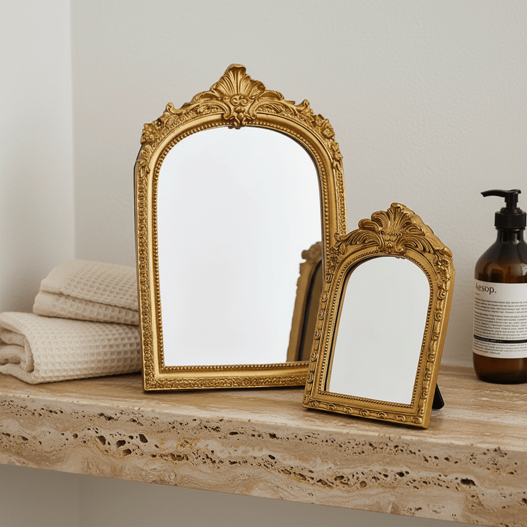 Barock Bogenspiegel Gold – Vintage Tischspiegel | CalveraHome - CalveraHome