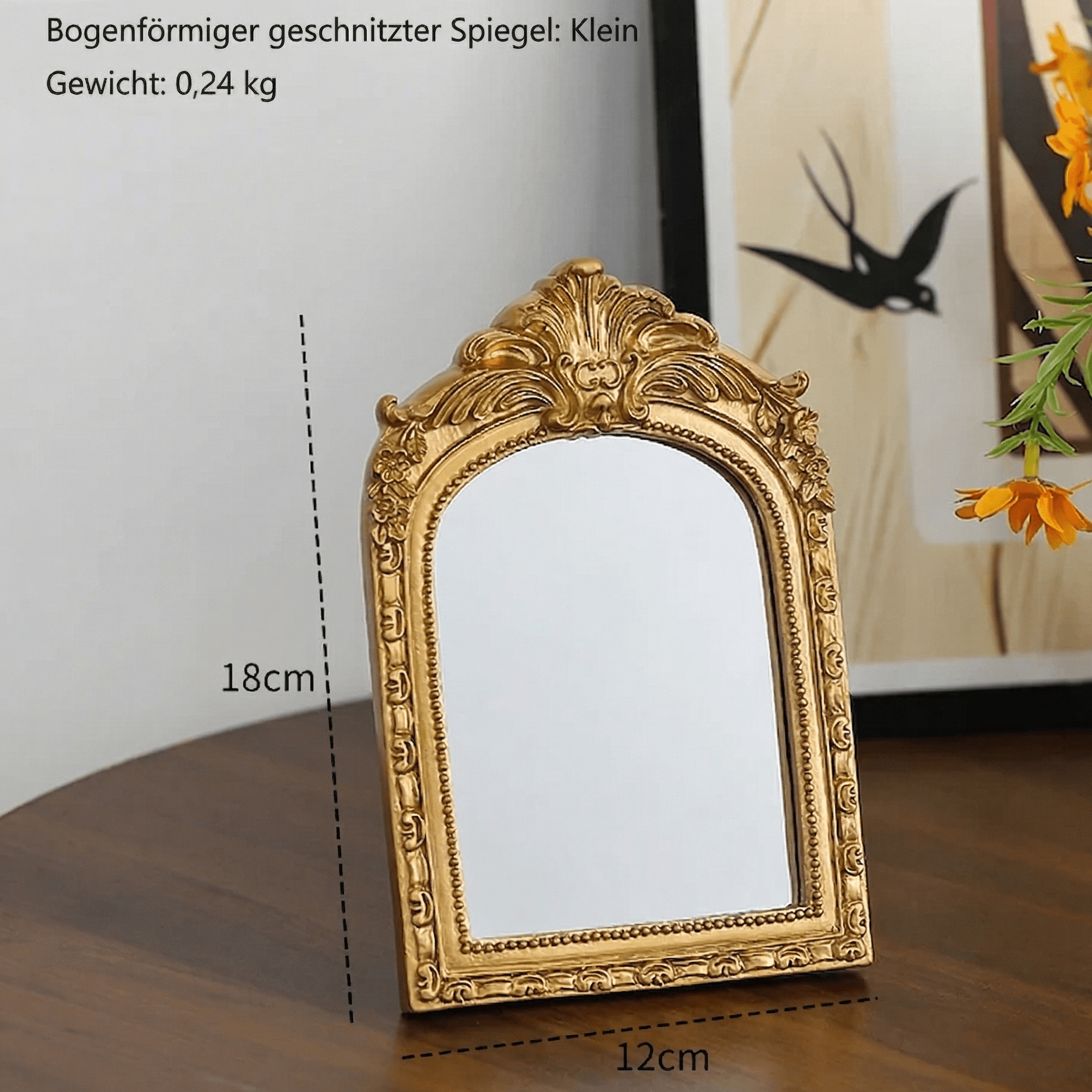 Barock Bogenspiegel Gold – Vintage Tischspiegel | CalveraHome - CalveraHome