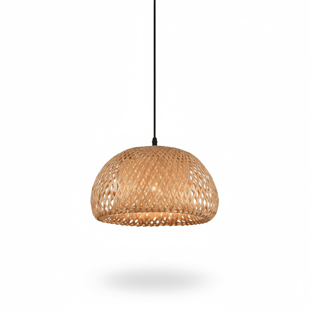 Boho Rattan Hängelampe Bambus – Asia Pendelleuchte – CalveraHome
