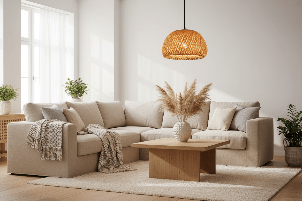 Boho Rattan Hängelampe – Bambus Asia - Stil | CalveraHome - CalveraHome