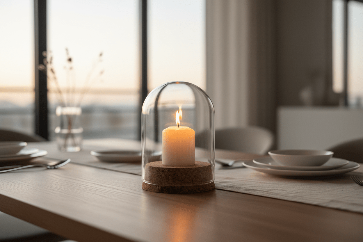 Glasglocke mit Holzsockel – Deko Vitrine Ø15cm | CalveraHome - CalveraHome