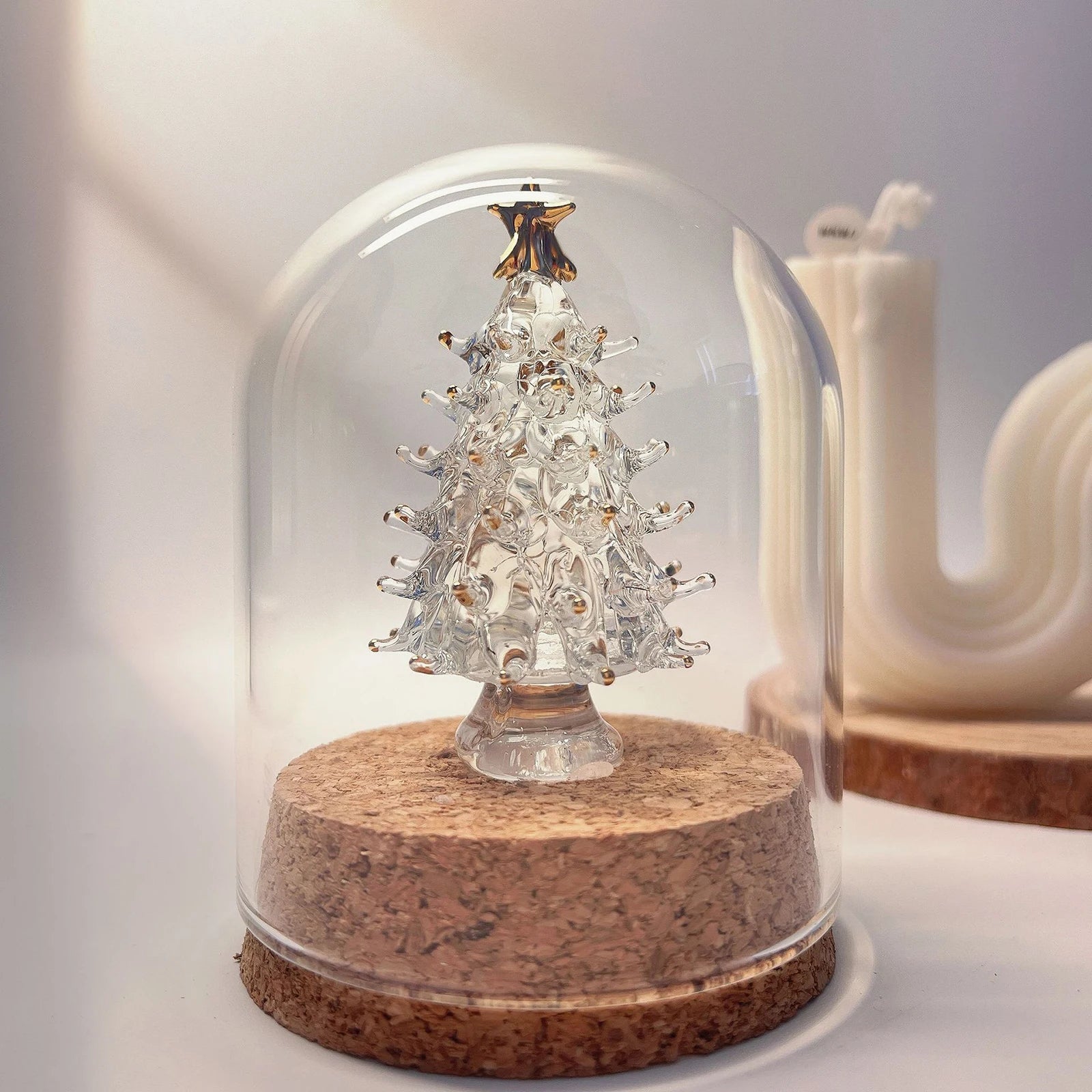 Glasglocke mit Holzsockel – Deko Vitrine Ø15cm | CalveraHome - CalveraHome