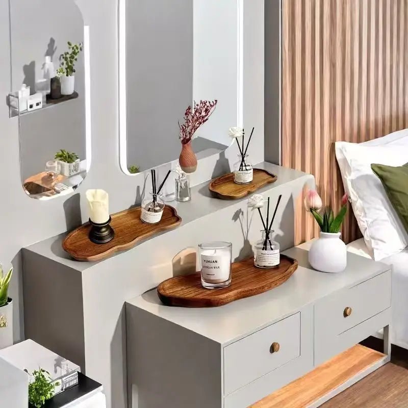 Holz Tablett Deko – Bambus Organizer für Bad & Schminktisch - CalveraHome
