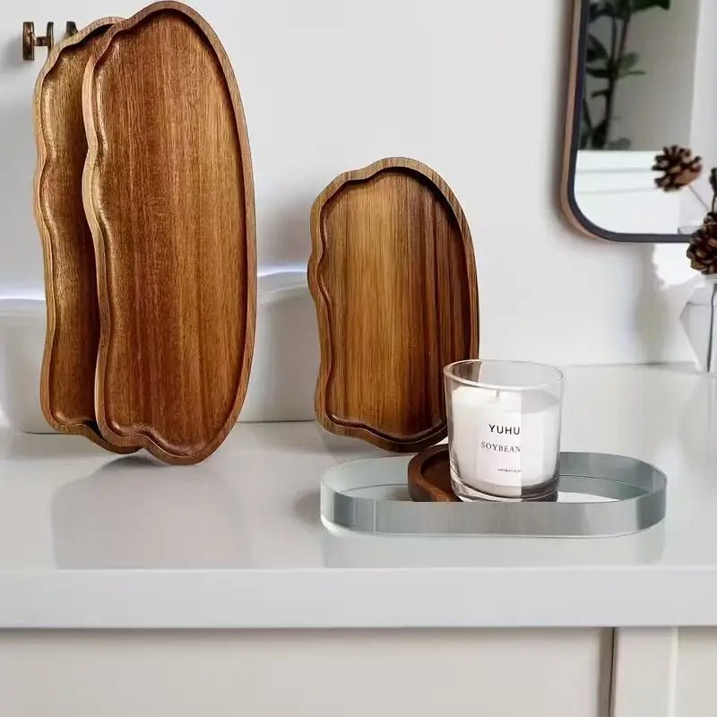 Holz Tablett Deko – Bambus Organizer für Bad & Schminktisch - CalveraHome