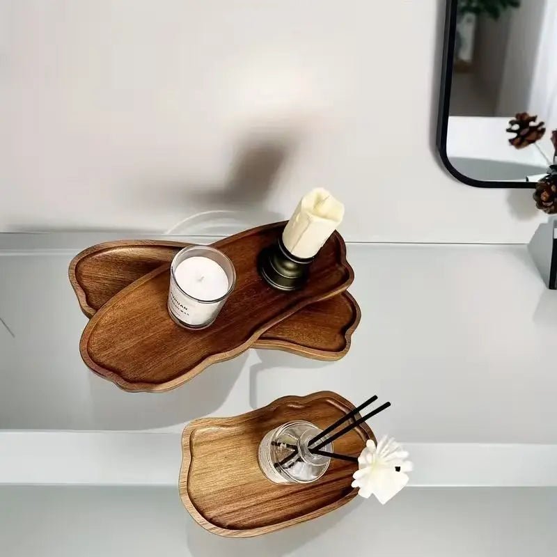 Holz Tablett Deko – Bambus Organizer für Bad & Schminktisch - CalveraHome