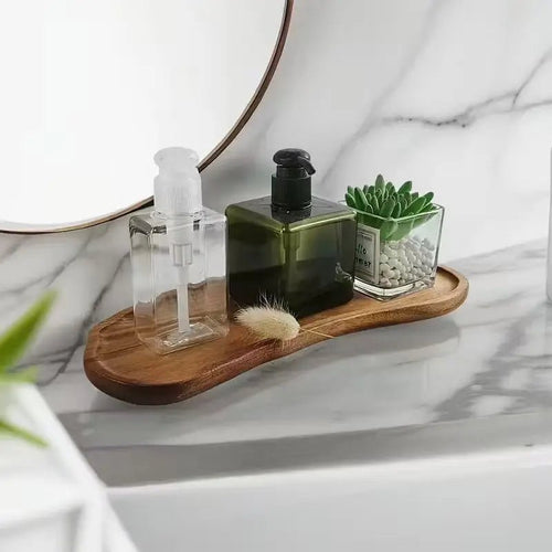 Holz Tablett Deko – Bambus Organizer für Bad & Schminktisch - CalveraHome