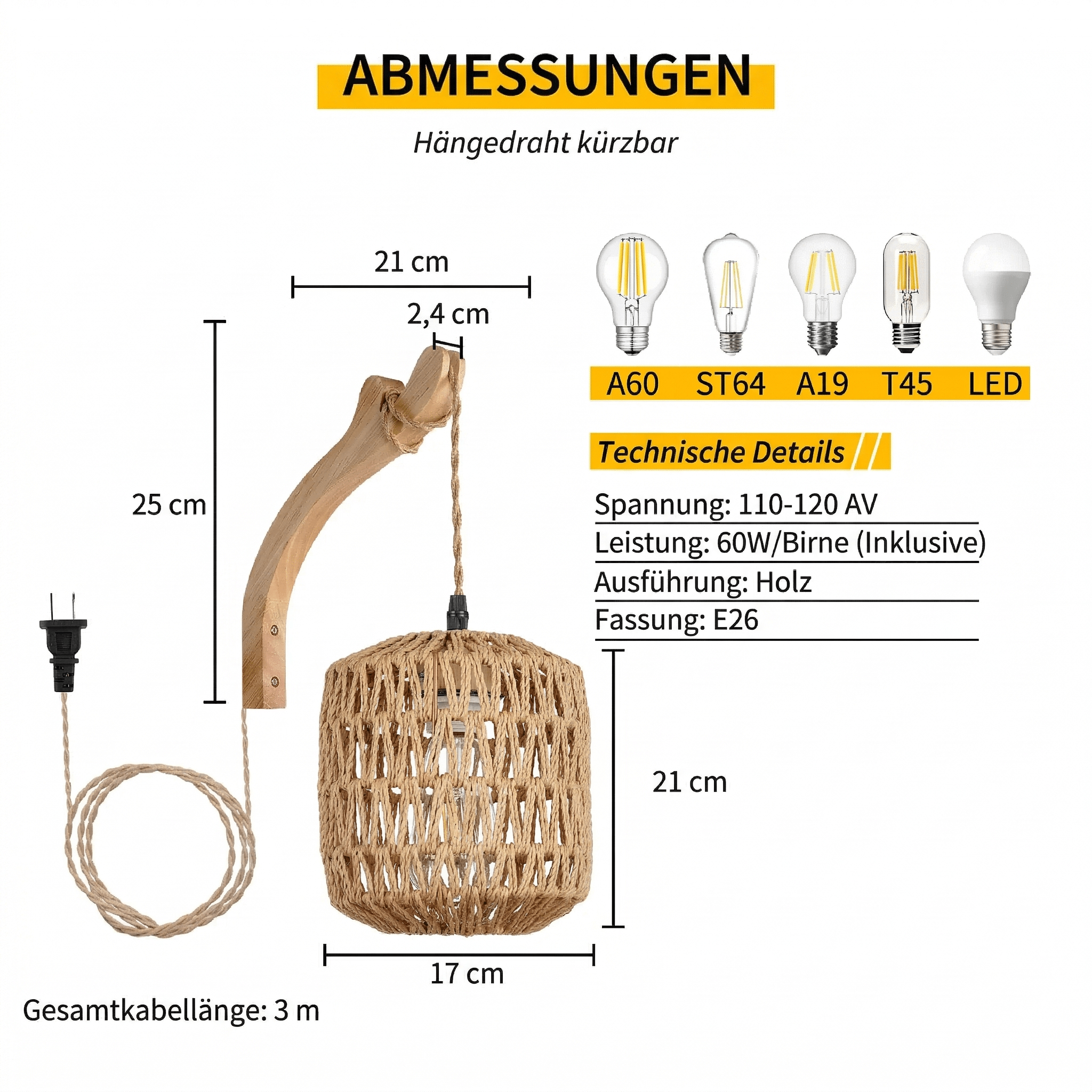 Japandi Wandlampe Bambus & Rattan – Boho Laterne | CalveraHome - CalveraHome