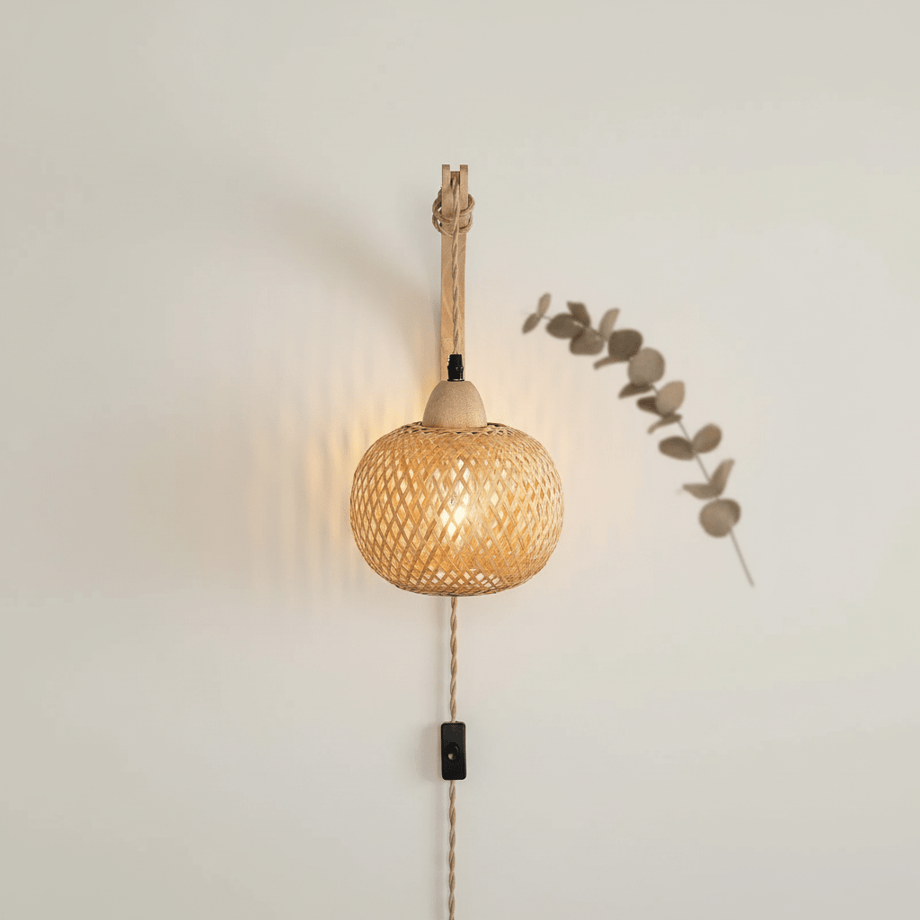 Japandi Wandlampe Bambus & Rattan – Boho Laterne | CalveraHome - CalveraHome