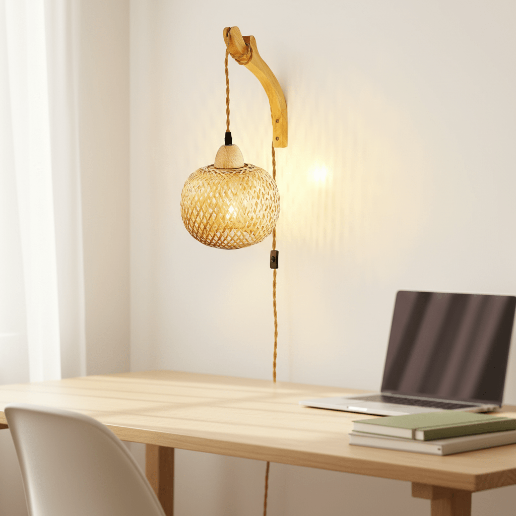 Japandi Wandlampe Bambus & Rattan – Boho Laterne | CalveraHome - CalveraHome