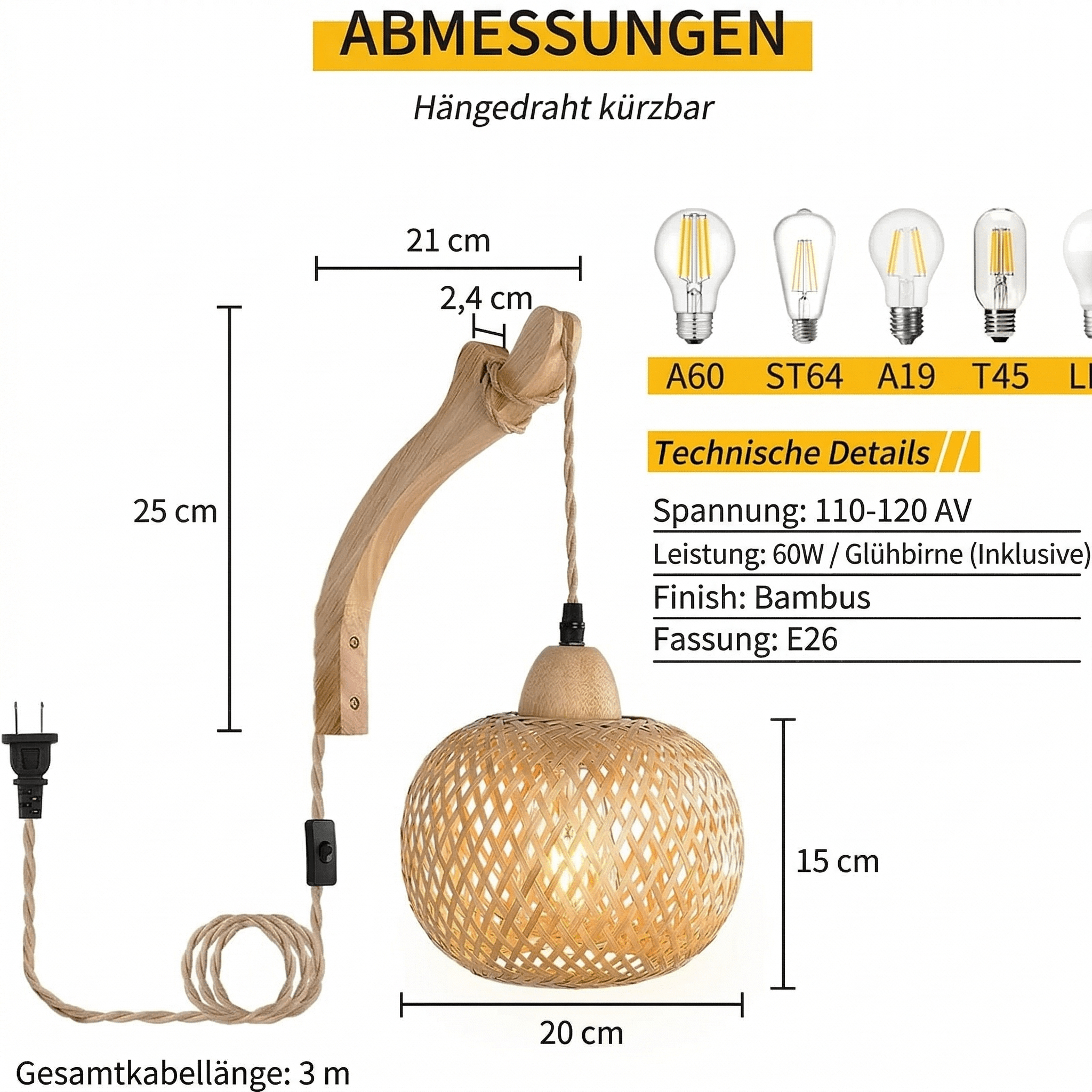 Japandi Wandlampe Bambus & Rattan – Boho Laterne | CalveraHome - CalveraHome