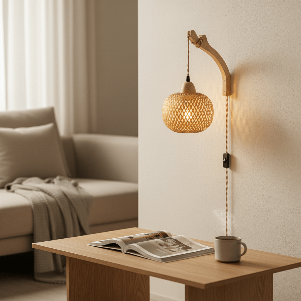 Japandi Wandlampe Bambus & Rattan – Boho Laterne | CalveraHome - CalveraHome