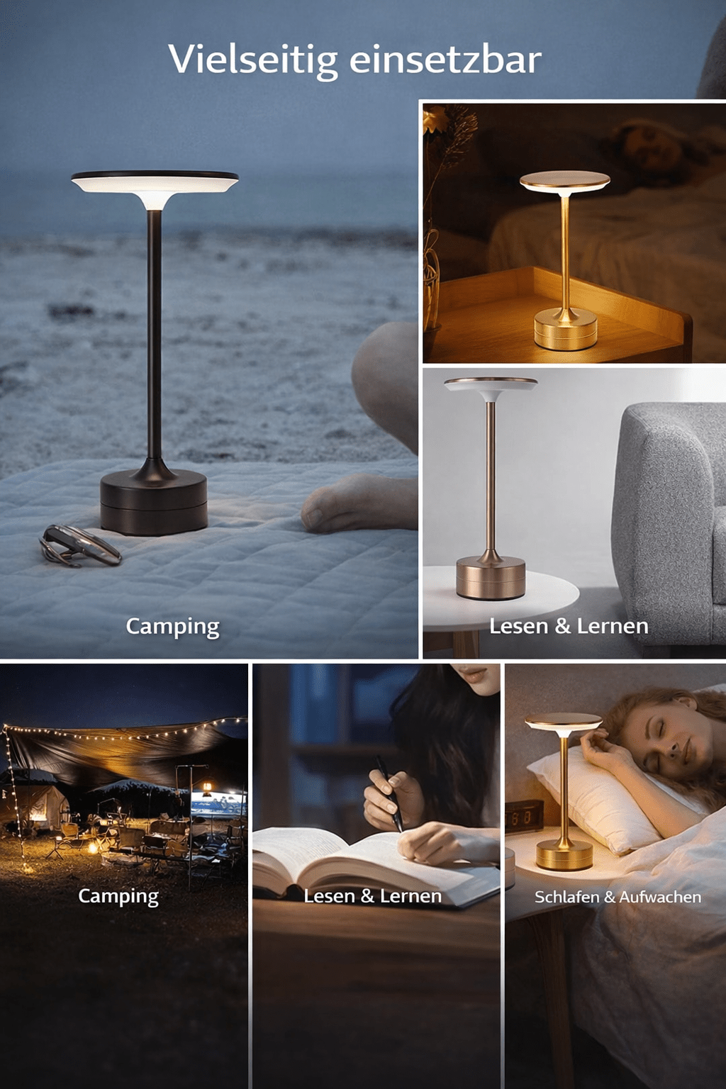 LED Tischleuchte Kabellos – Touch - Sensor, Dimmbar, USB - Akku | CalveraHome - CalveraHome
