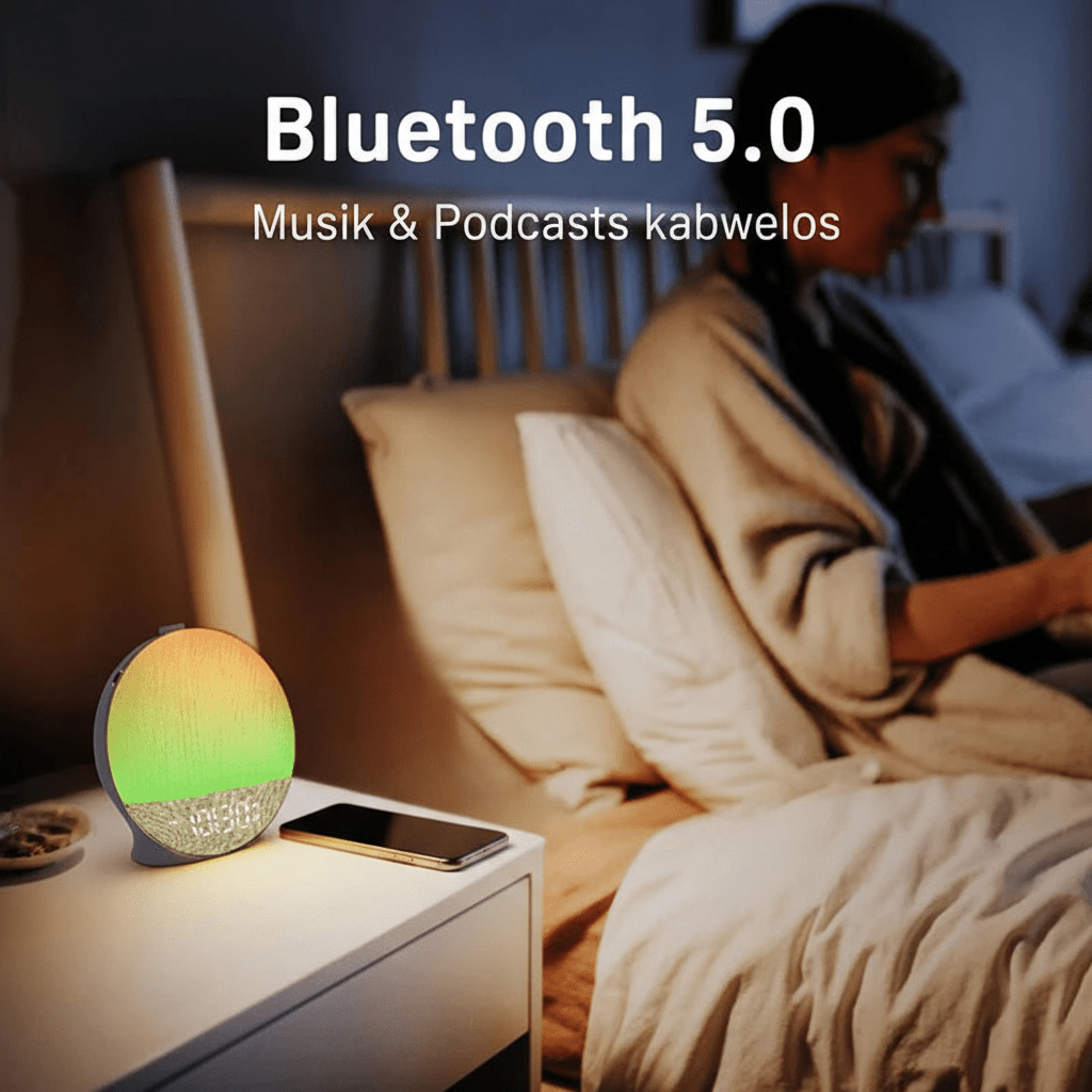 Lichtwecker mit Sonnenaufgang Simulation – Bluetooth & Weißes Rauschen - CalveraHome