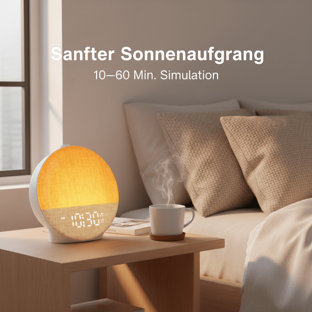 Lichtwecker mit Sonnenaufgang Simulation – Bluetooth & Weißes Rauschen - CalveraHome