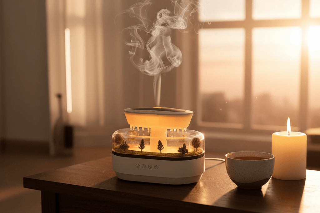 Raindrop Diffuser Aromatherapie mit Regengeräusch & LED | CalveraHome - CalveraHome