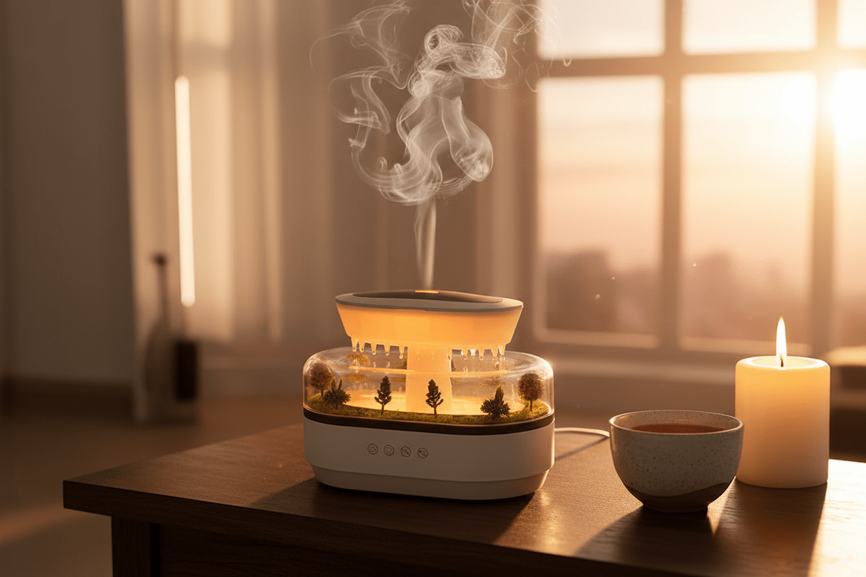 Raindrop Diffuser Aromatherapie mit Regengeräusch & LED | CalveraHome - CalveraHome