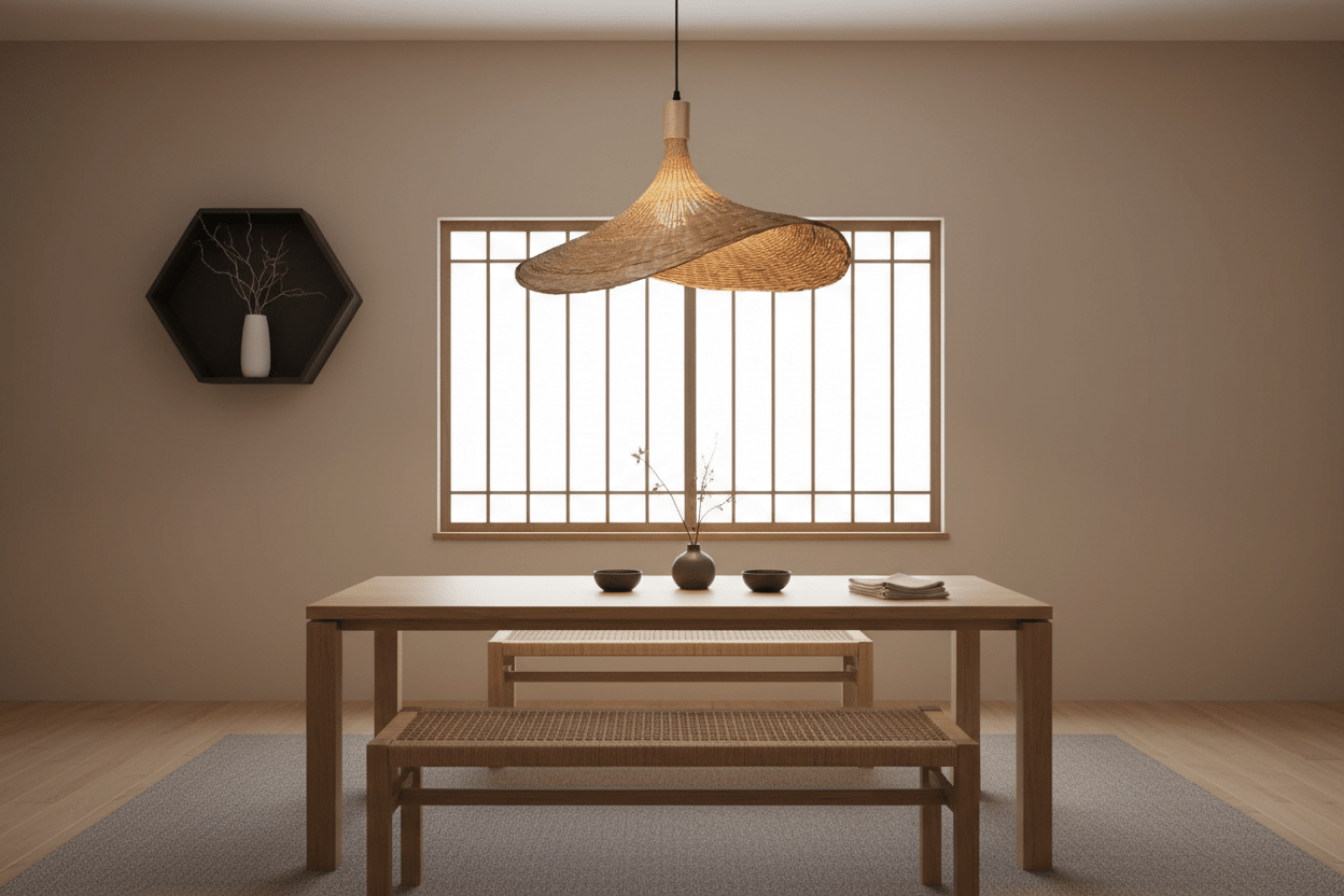 Rattan Pendelleuchte Japandi Ø30cm – Bambus | CalveraHome - CalveraHome