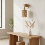 Rustikale Hanfseil Wandlampe – Rattan Farmhouse Licht - CalveraHome
