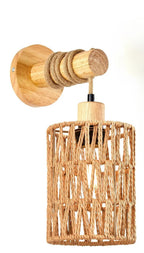 Rustikale Hanfseil Wandlampe – Rattan Farmhouse Licht - CalveraHome