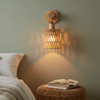 Rustikale Hanfseil Wandlampe – Rattan Farmhouse Licht - CalveraHome