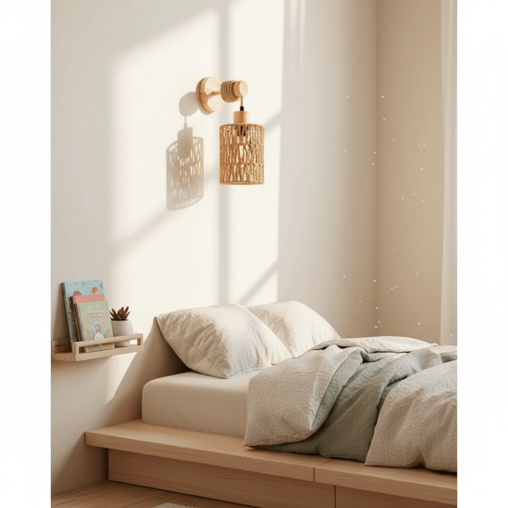 Rustikale Hanfseil Wandlampe – Rattan Farmhouse Licht - CalveraHome