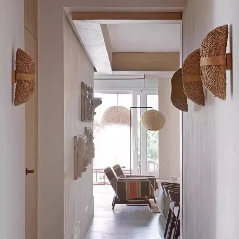 Vintage Rattan Wandleuchte – Retro Boho Lampe | CalveraHome - CalveraHome
