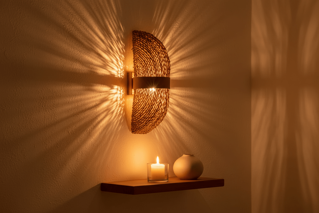 Vintage Rattan Wandleuchte – Retro Boho Lampe | CalveraHome - CalveraHome