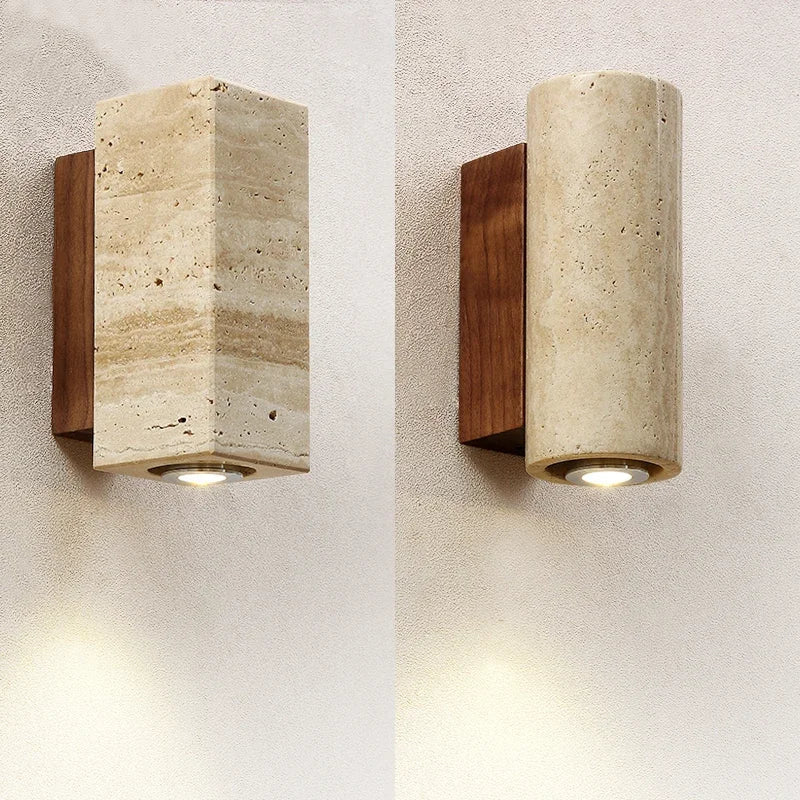 Wabi - Sabi Wandleuchte Travertin – Naturstein LED | CalveraHome - CalveraHome